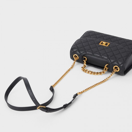 Charles Keith Chain Shoulder Bag Diamond Bag Black